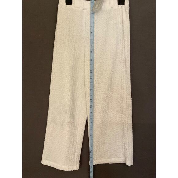 H&M Girls White Textured Wide-Leg Cropped Pants, Size 6X, Elastic Waist, NWT - Picture 3 of 5